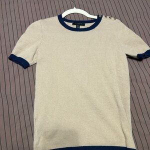 Ann Taylor Beige Sweater with Navy Accents